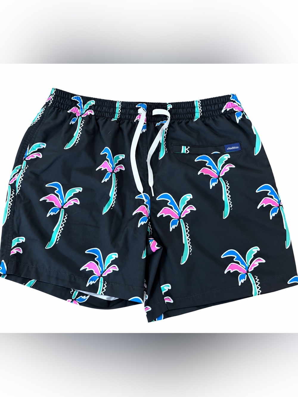 Chubbies Men’s XL 5.5” Swim Trunks Tropical Palm Print Black